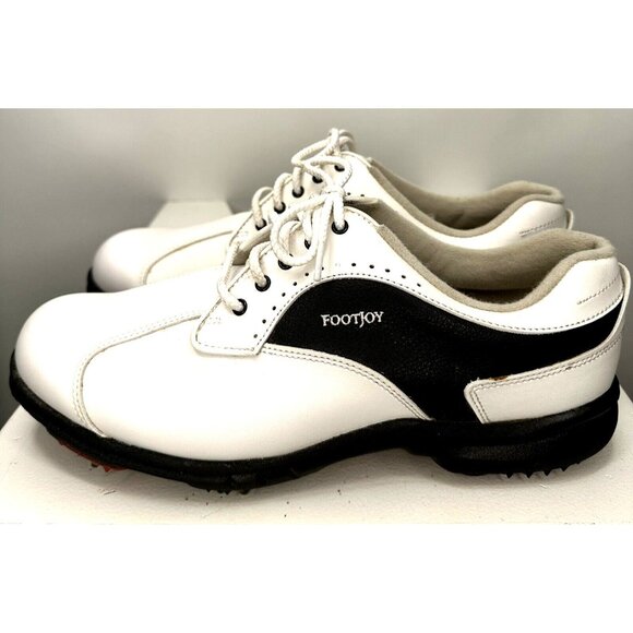 VTG FootJoy FJ Womens Golf Shoes GreenJoys 48384 Soft Spike White Black Size 10M - Picture 5 of 12